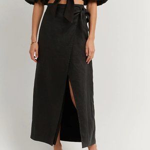 Dissh black linen skirt (Hallie)
